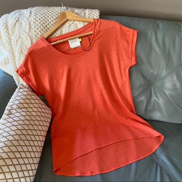 Lysse Tops - NWOT Vibrant LYSSE Tangerine Arion LINEN Muscle TEE S